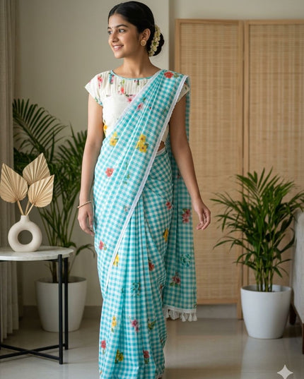 Mal cotton saree with digital print