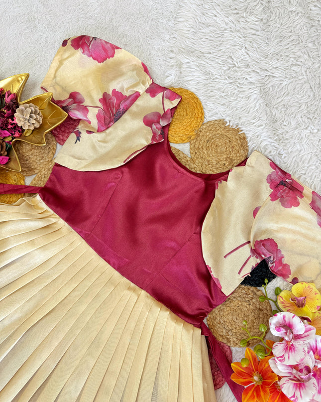 Beautiful Floral Printed Silk Gown