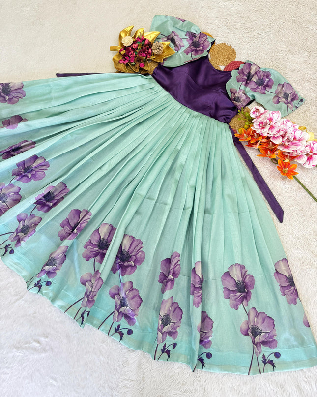Beautiful Floral Printed Silk Gown