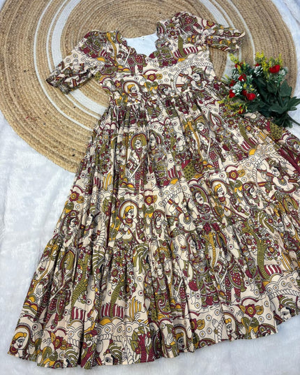 Kalmkari Maxi gown soft Maslin  with digital print