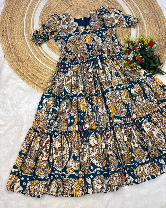 Kalmkari Maxi gown soft Maslin cotton with digital print
