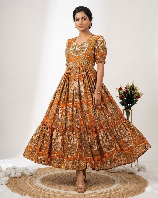 Kalmkari Maxi gown soft Maslin cotton with digital print