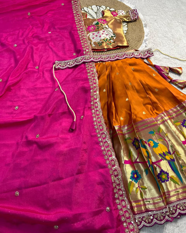 Maggam Work Paithani Lenga Voni
