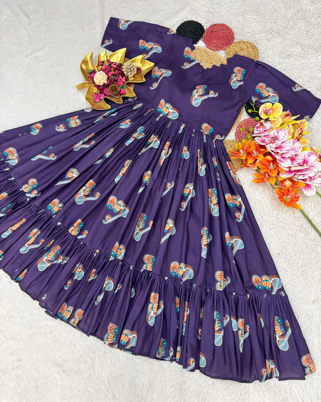 Beautiful Soft Cotton Printed Midi Gown