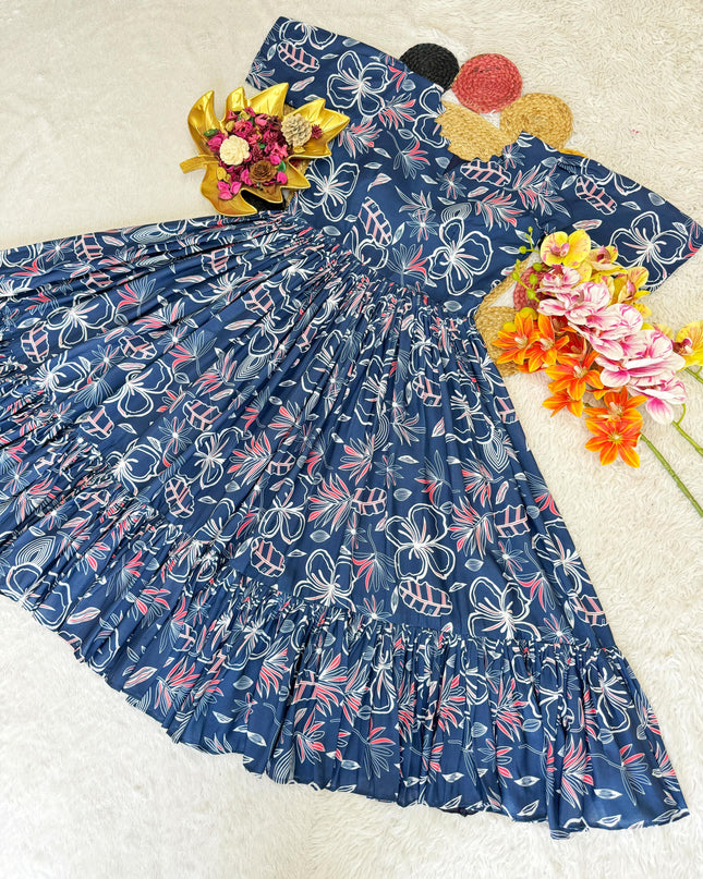 Beautiful Soft Cotton Printed Midi Gown