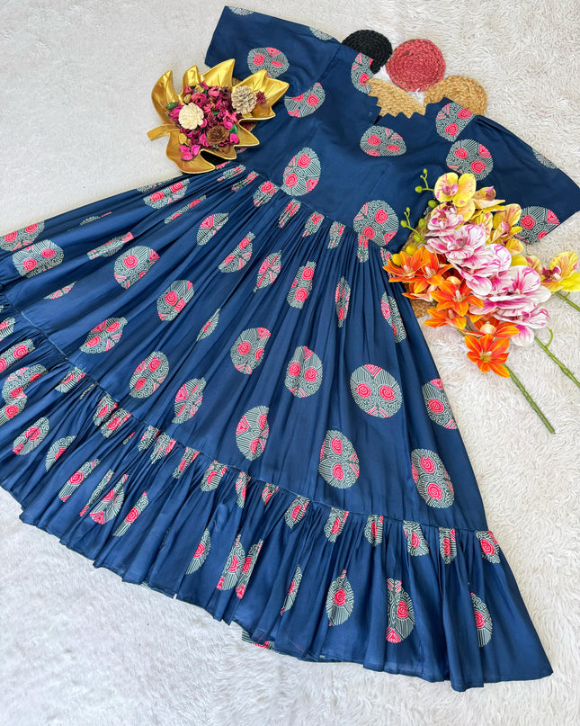 Beautiful Soft Cotton Printed Midi Gown