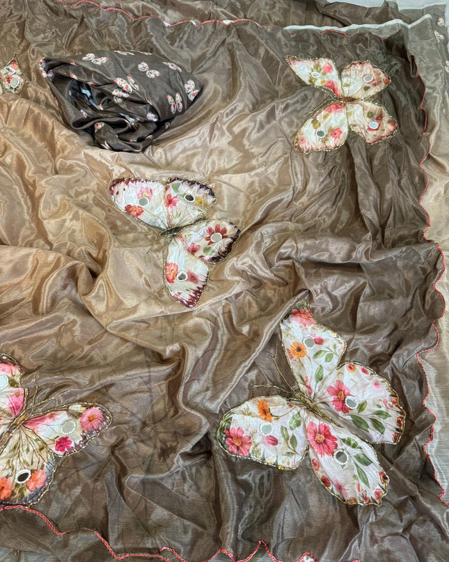 fancy work saree