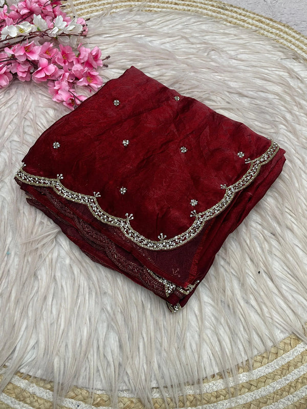Sanaa Fendy Satin Cutdana Work Saree