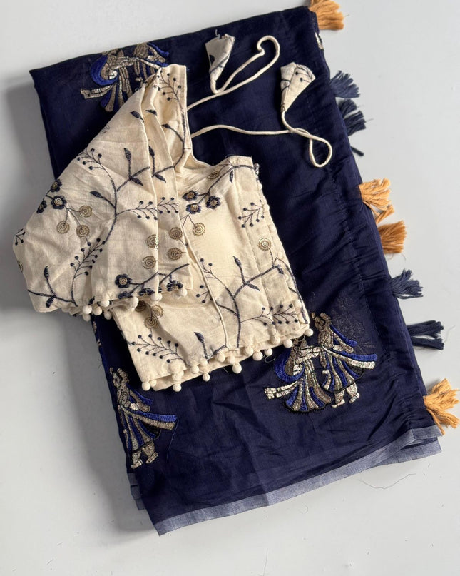 saree with stitched blouse