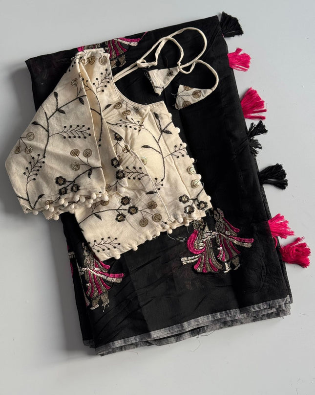 saree with stitched blouse