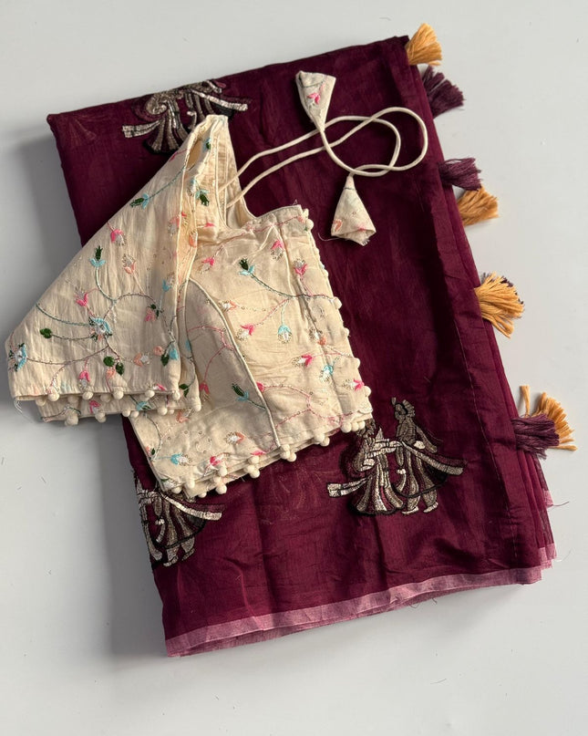 saree with stitched blouse