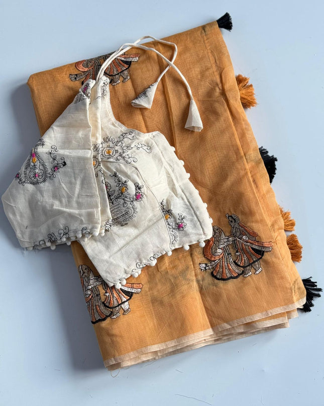 saree with stitched blouse
