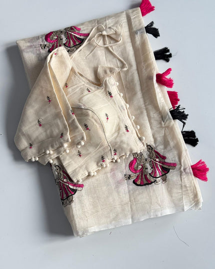 saree with stitched blouse