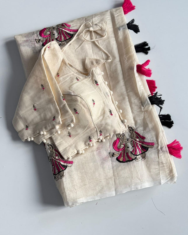 saree with stitched blouse