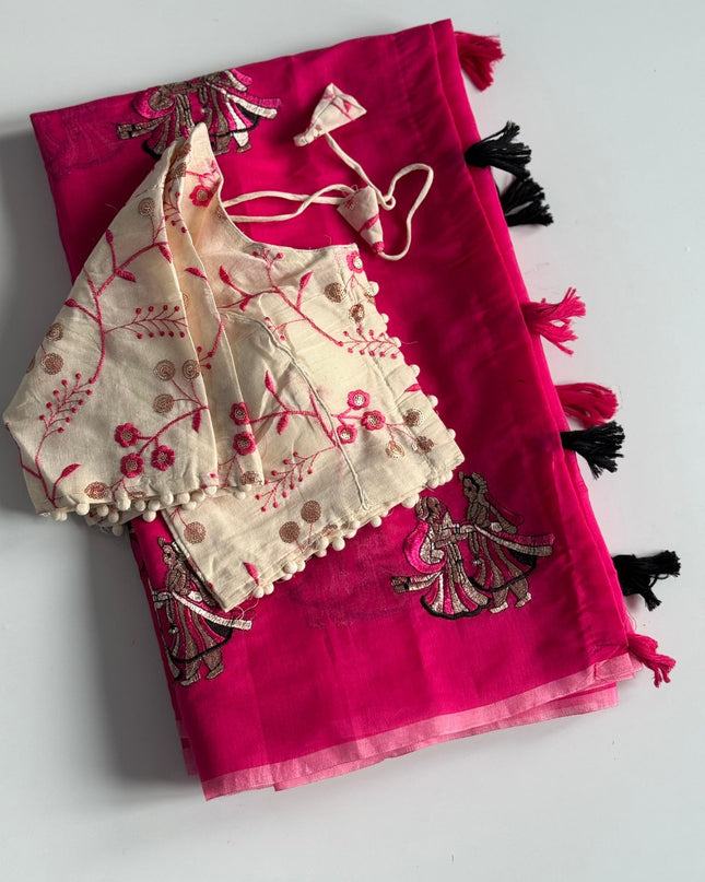 saree with stitched blouse