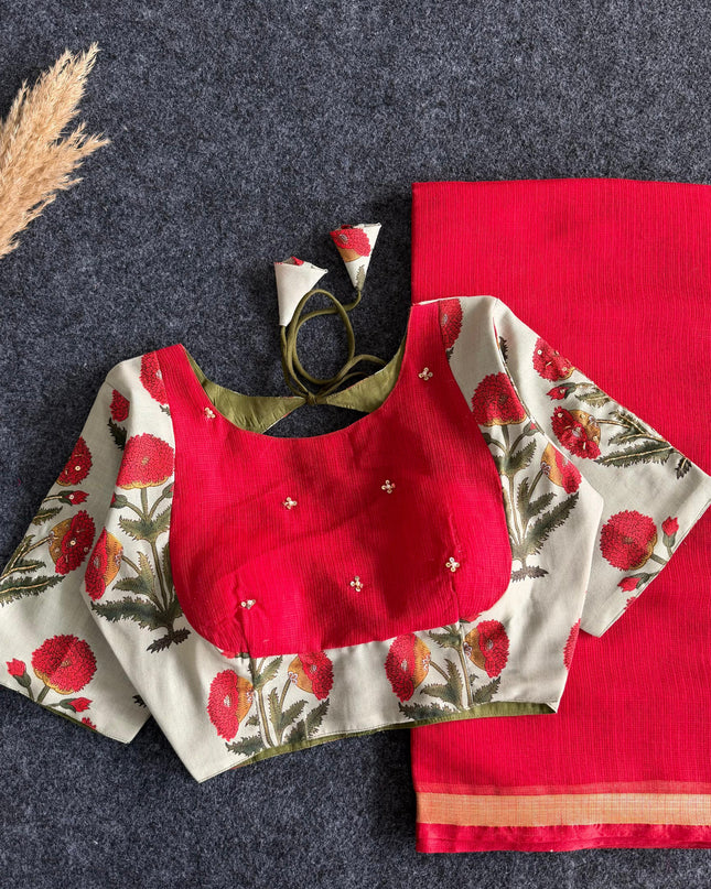 saree with stitched blouse