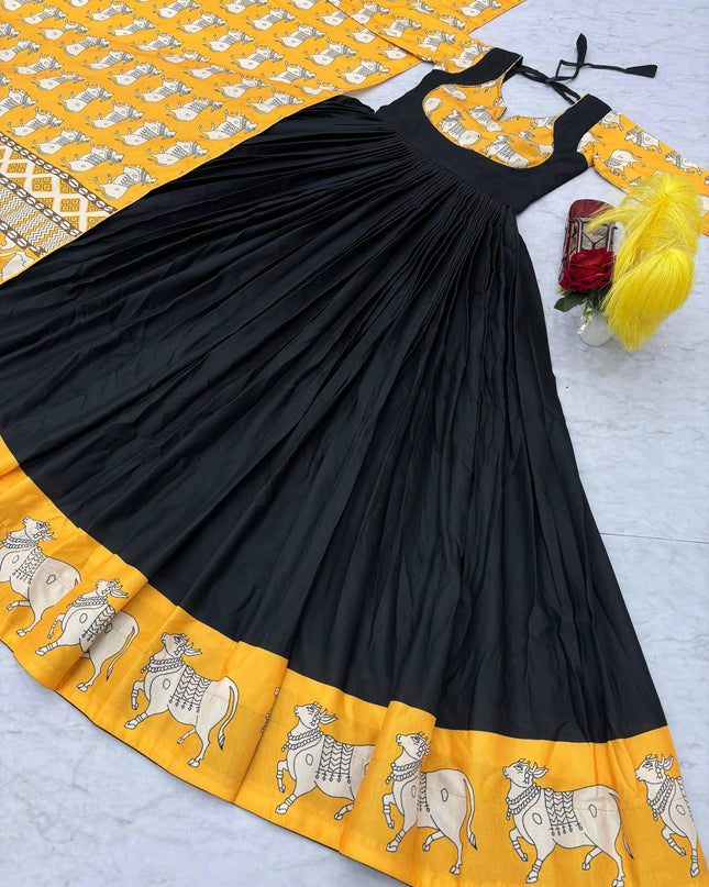 kalamkar printed long frock