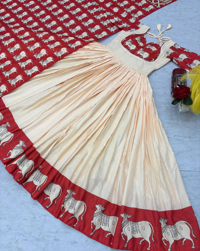 kalamkar printed long frock