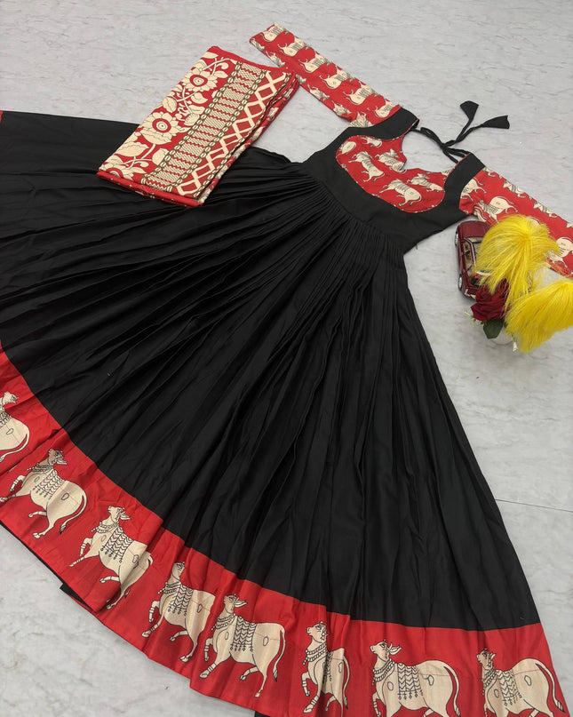 kalamkar printed long frock
