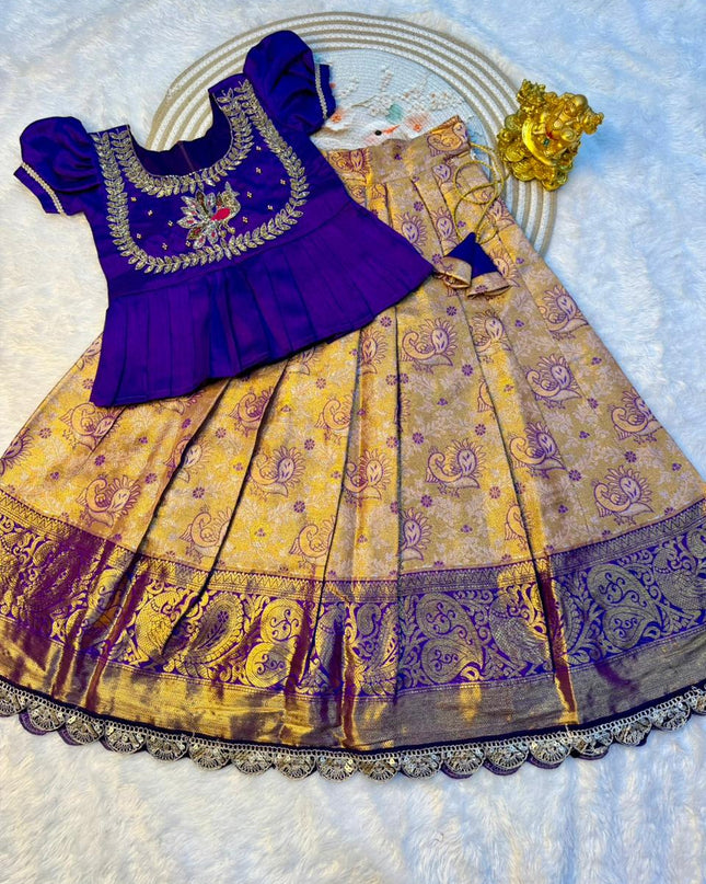 traditional gold kids pavada