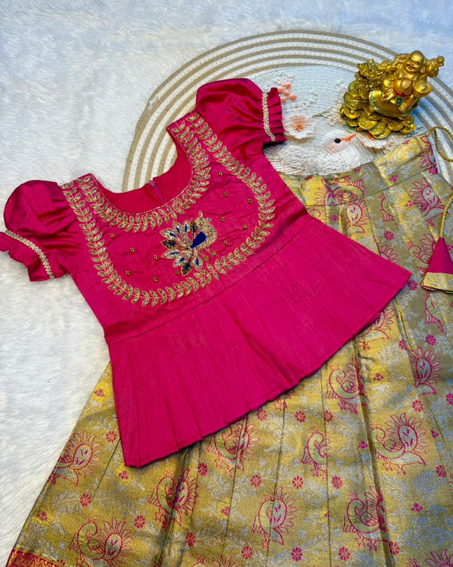 traditional gold kids pavada