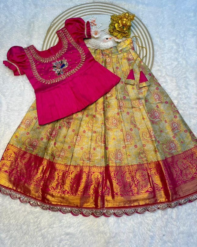 traditional gold kids pavada