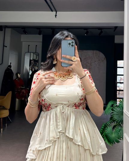 creamy designer outfit