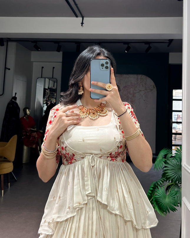 creamy designer outfit