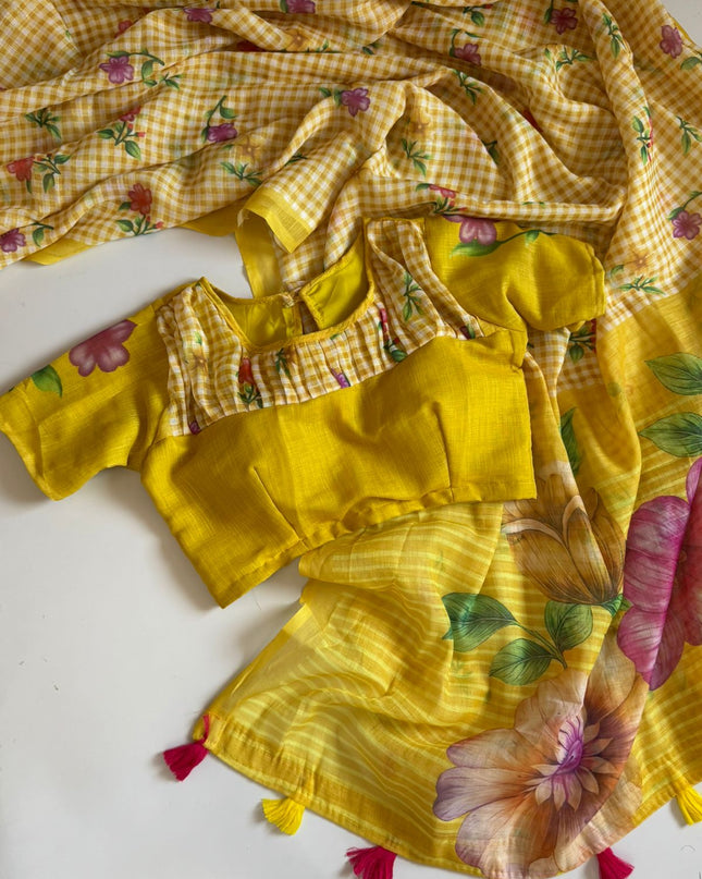 Mal Cotton Saree With Digital Print