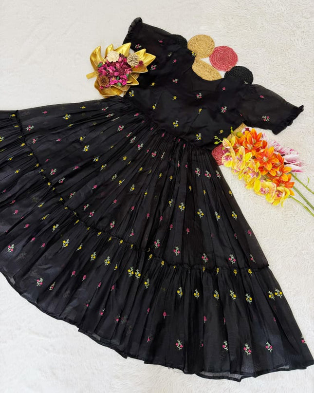 Summer Special Floral Embroidery Kota Checks