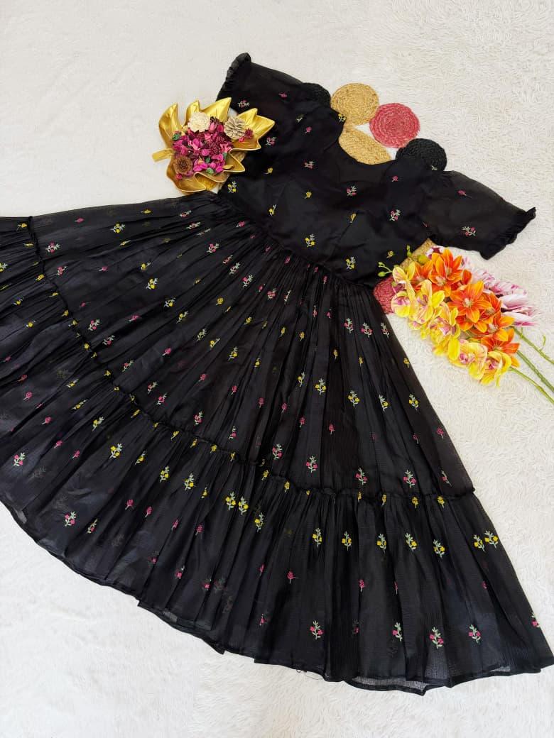 Summer Special Floral Embroidery Kota Checks