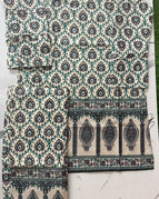 cream base with deep teal / M