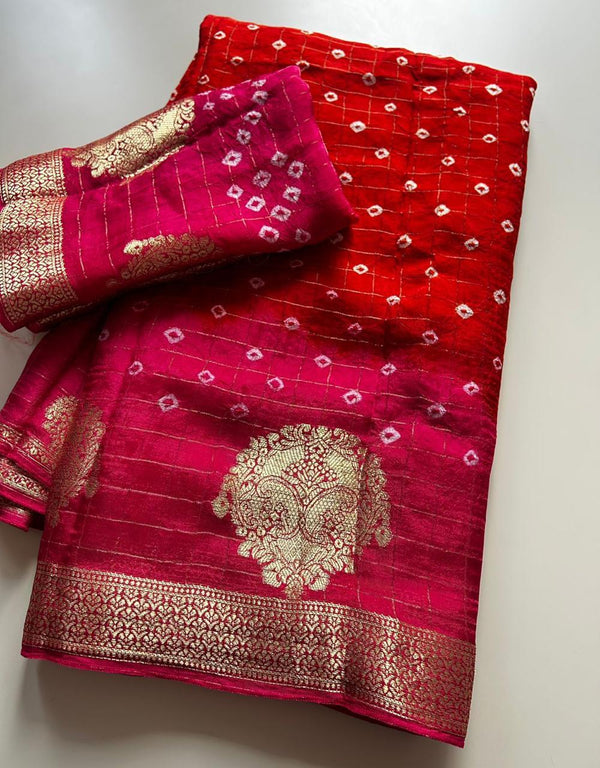 Bandhini Khadi Georgette Saree