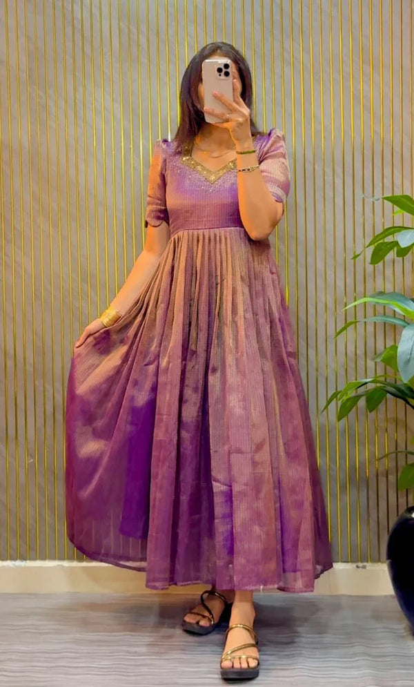 Tissue Kota Maggam Gown
