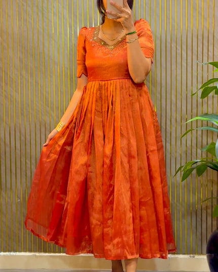 Tissue Kota Maggam Gown