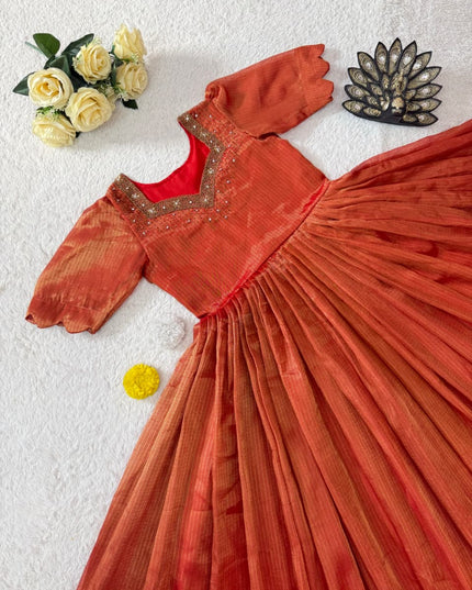 Tissue Kota Maggam Gown