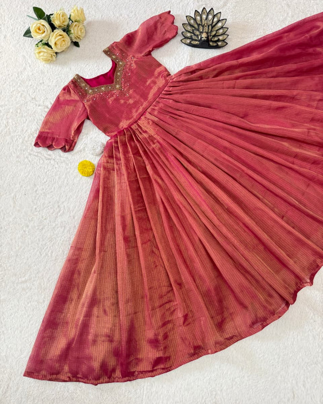 Tissue Kota Maggam Gown