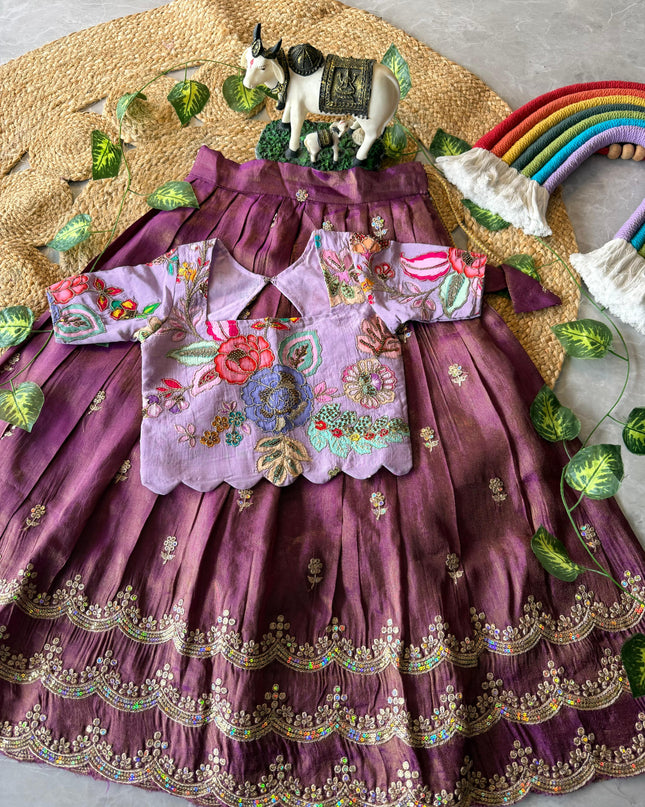 kids tissue lehenga