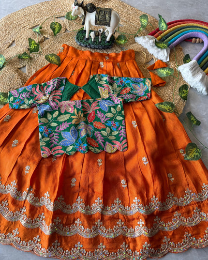 kids tissue lehenga