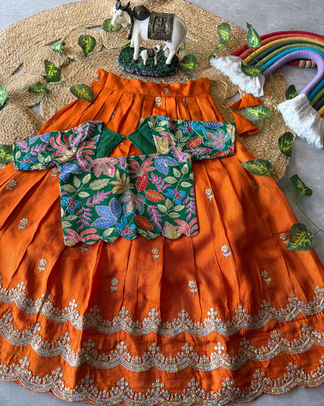 kids tissue lehenga
