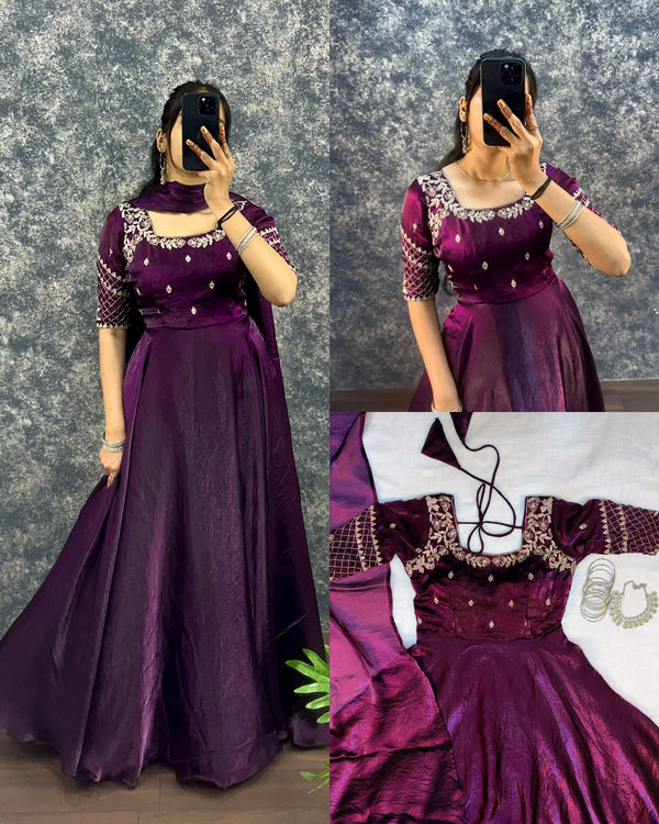 Prema Fendy Satin Sequin Gown with Dupatta