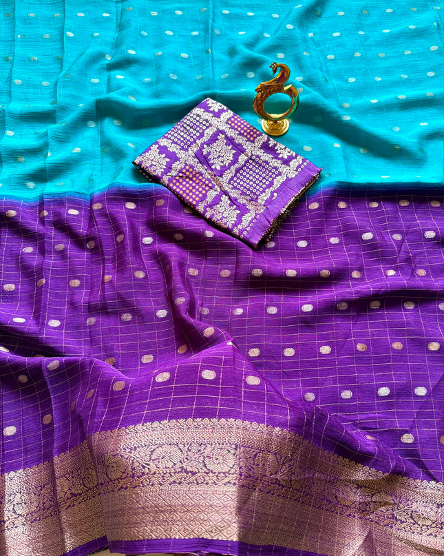 Pure chinon fabric saree