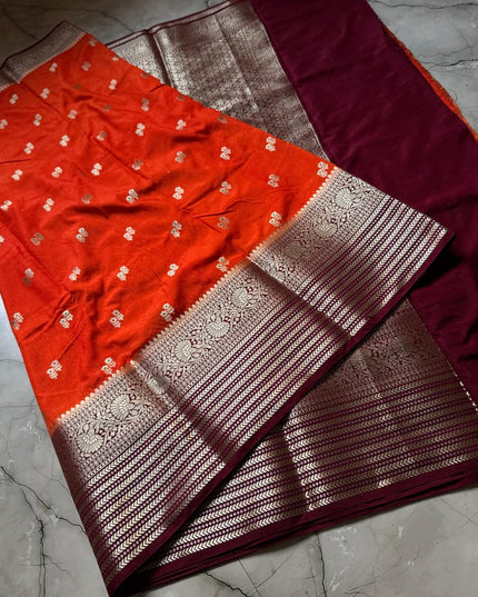 BANARASI SEMI GEORGETTE  DYED SAREES