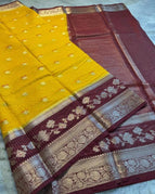 Yellow body with a dark maroon