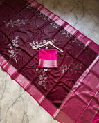 Dark maroon (burgundy) body with a bright pink border