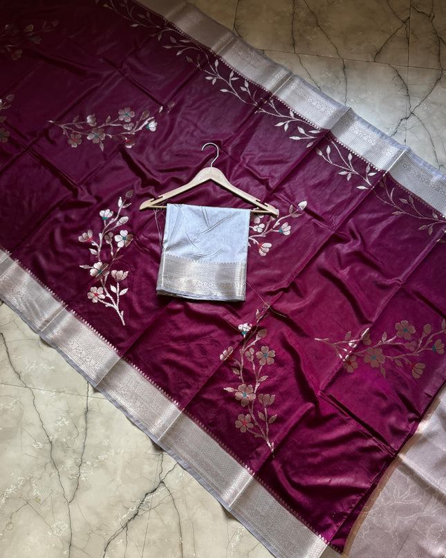 BANARASI SEMI GEORGETTE  DYED SAREES