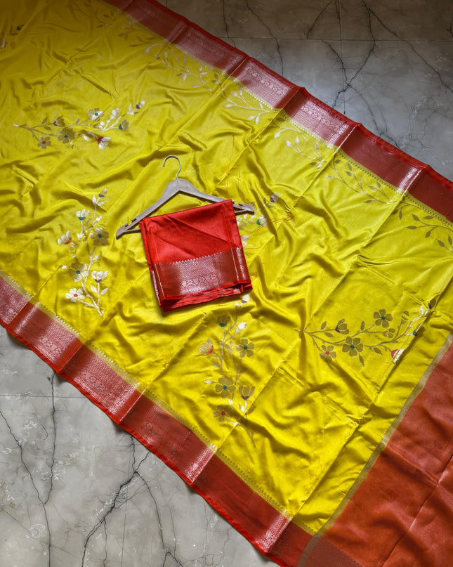 BANARASI SEMI GEORGETTE  DYED SAREES