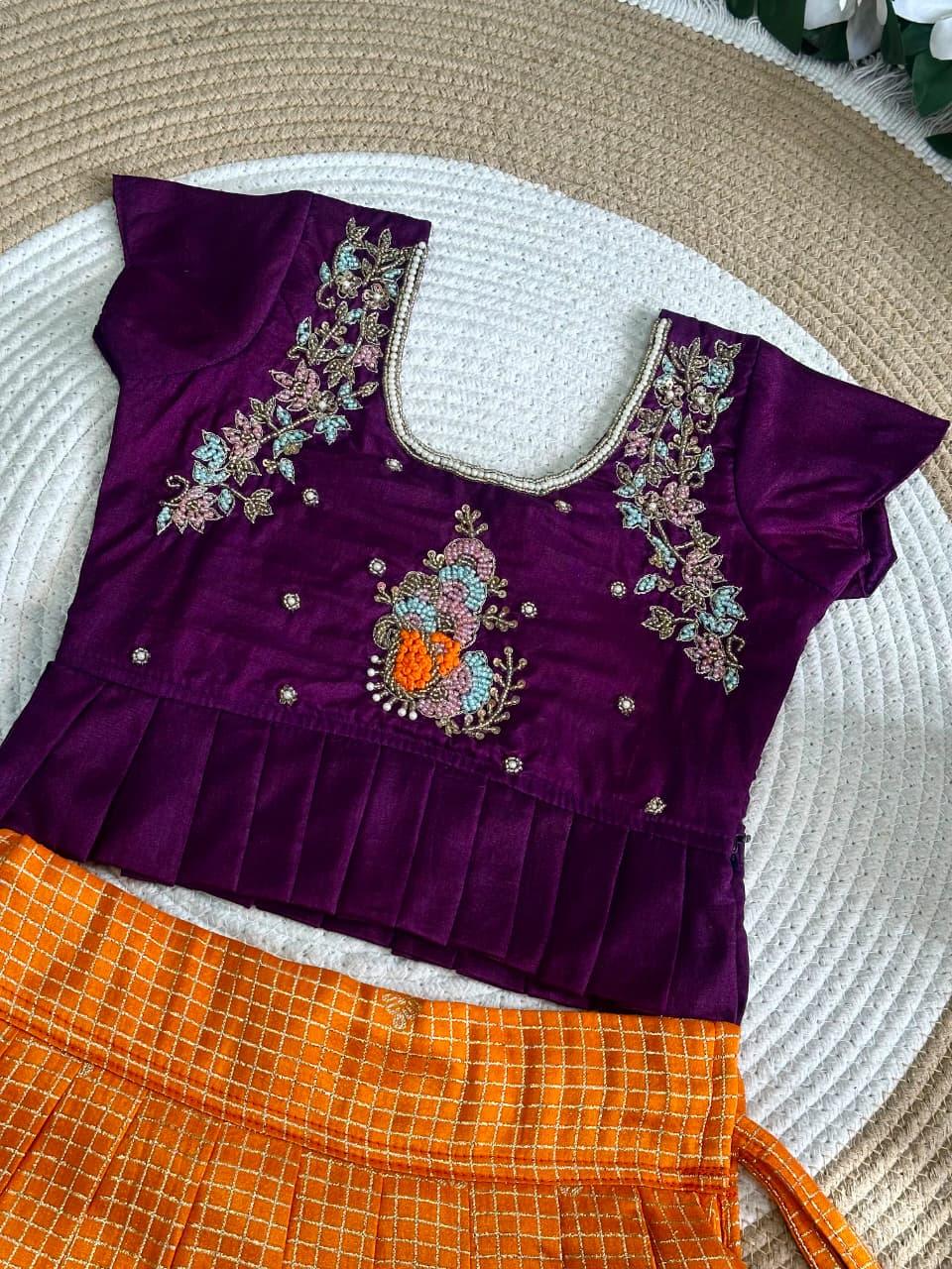 Gopika Maggam Work Kids Peplum Lehenga