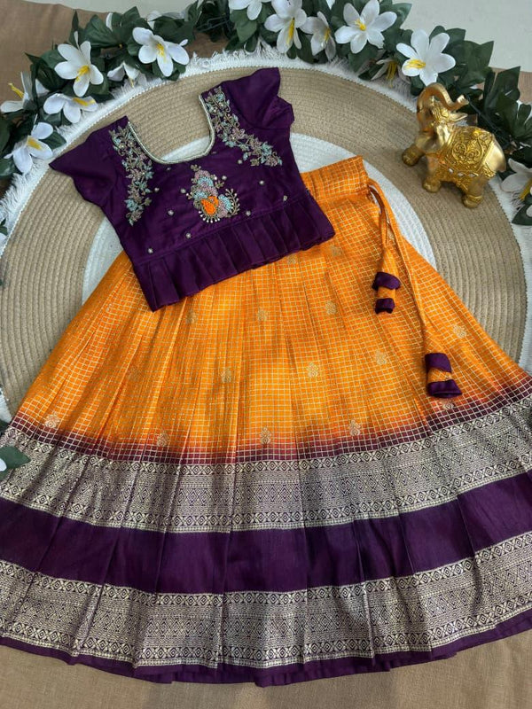 Gopika Maggam Work Kids Peplum Lehenga