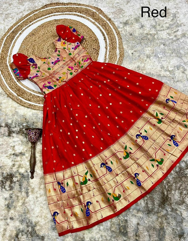 Raani Paithani Silk Kids Lehenga